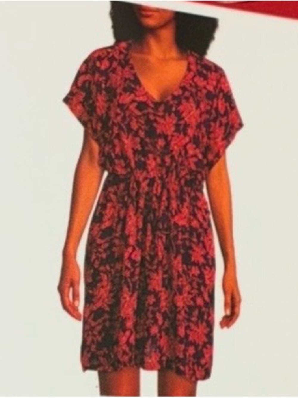 Lands End Floral V-Neck Short Sleeve Dress NWT
